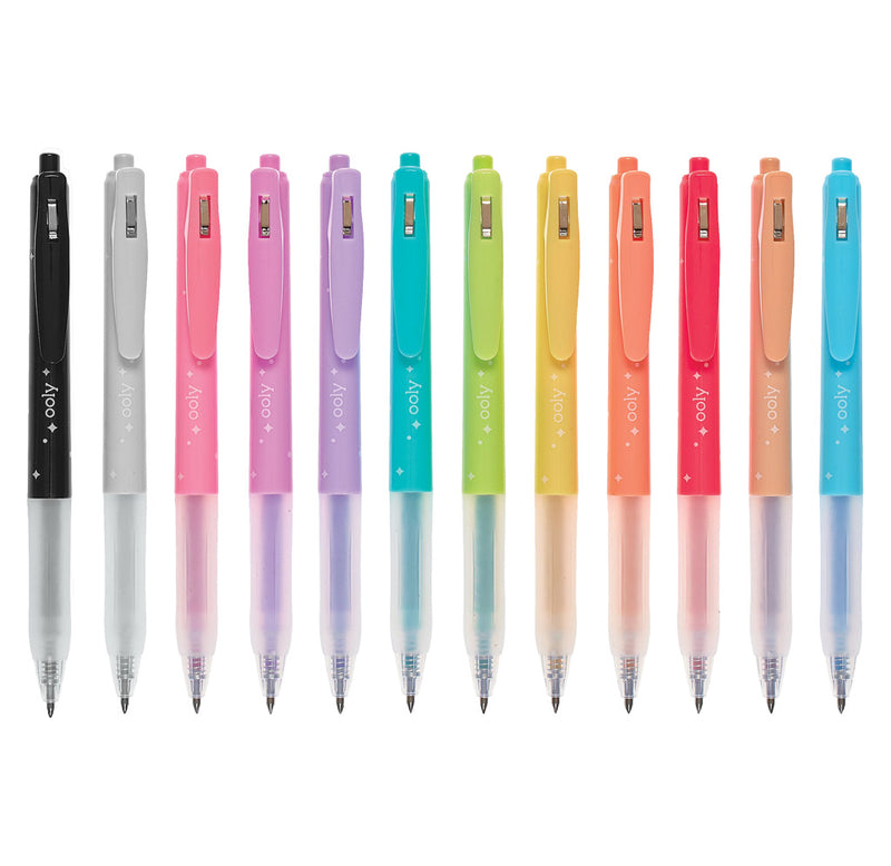 12 clickable pens are shown in a range of different colors. 